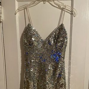 Mini silver sparkly party dress in size 2